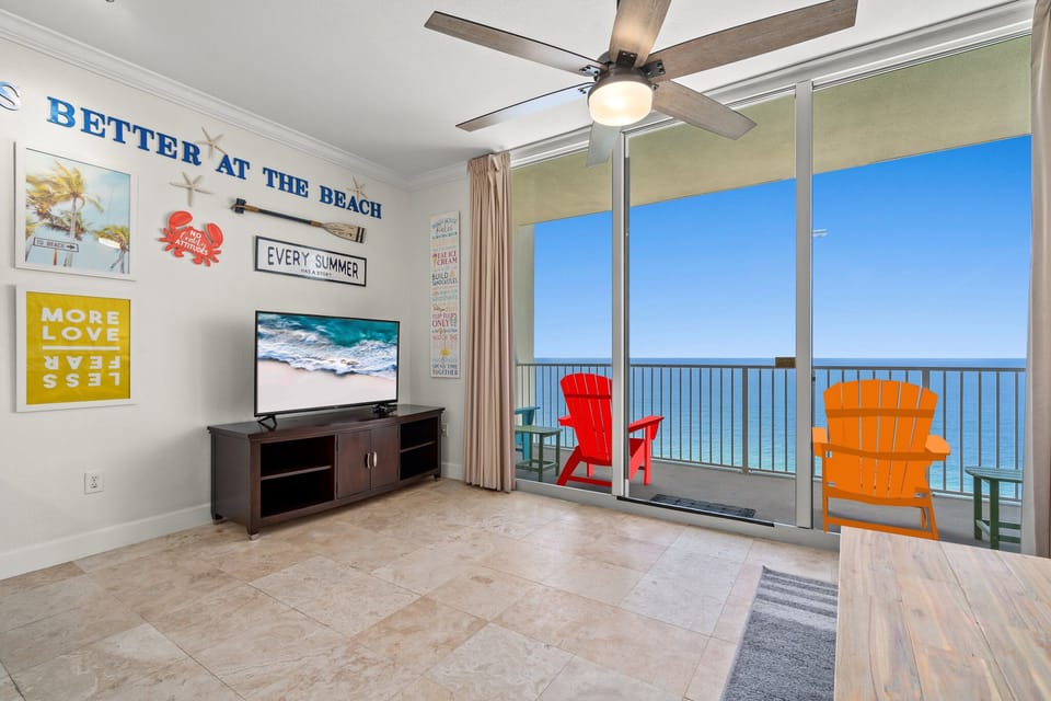 Living room area has been tastefully decorated and includes brand new LED 4K TVs