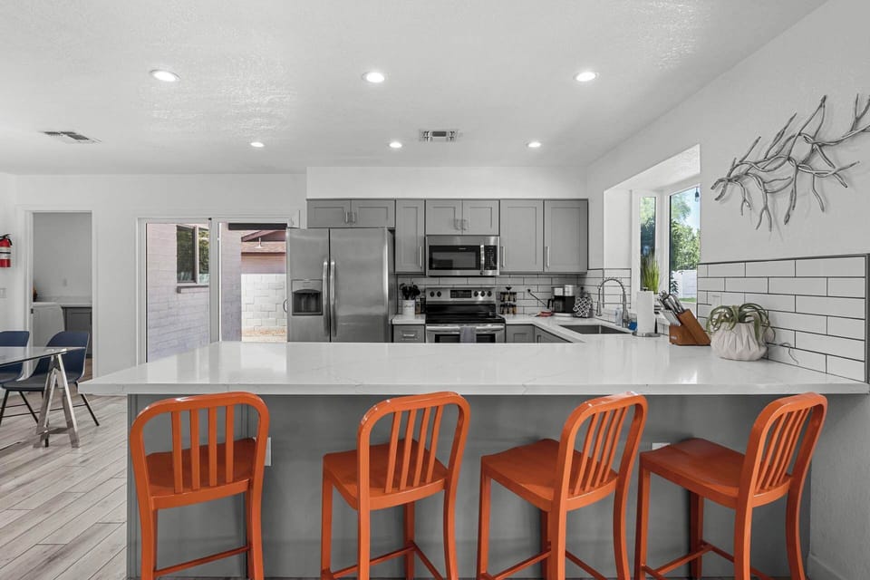 Sleek and modern breakfast bar.