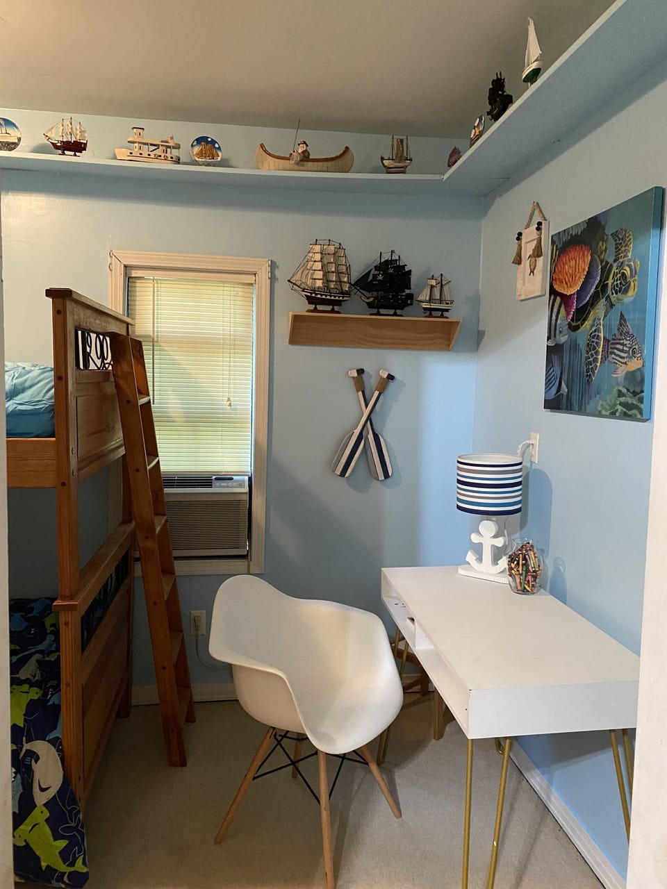 Bedroom # 3 - kids twin bunk beds with window unit.