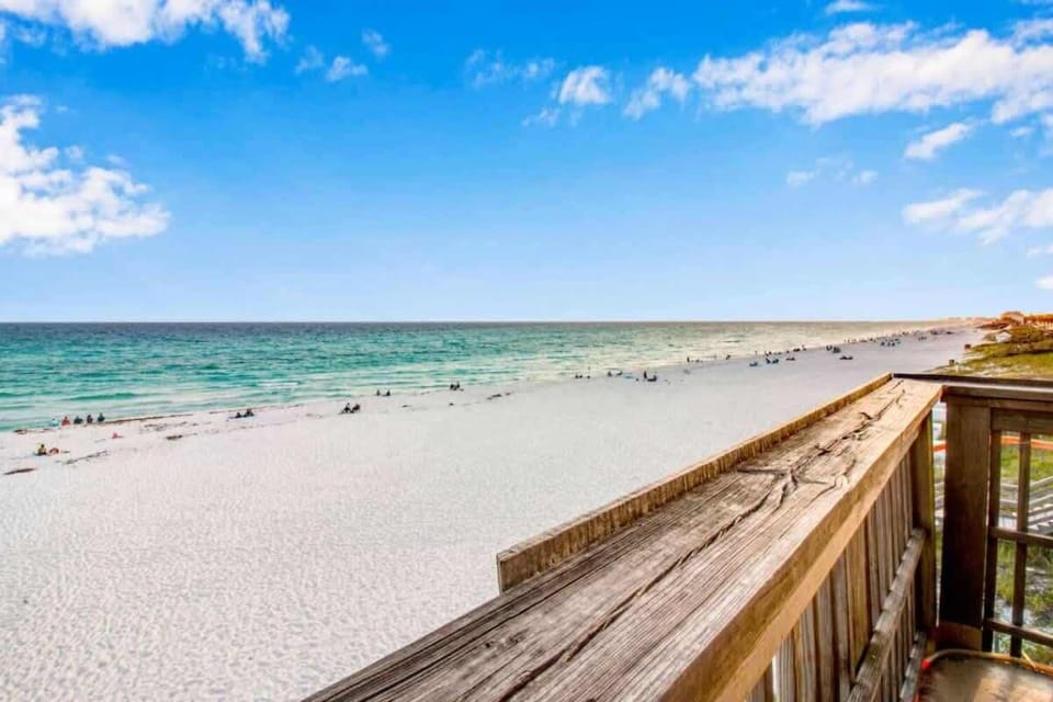 View of massive private beach from deck at end of walkover