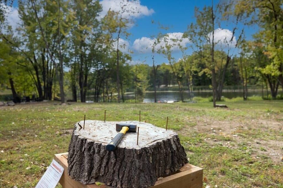Play Hammerschlagen with Lake Views! Nails, hammer and safety goggles provided.

[Hammerschlagen 1 of 2 on property]