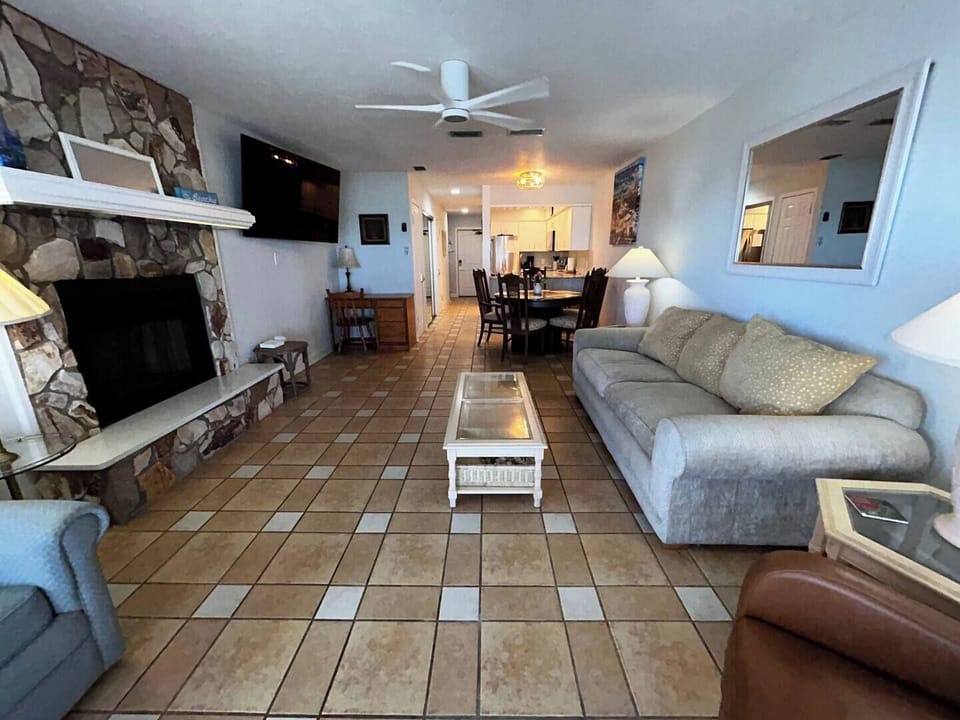 Living room with 65 inch smart tv