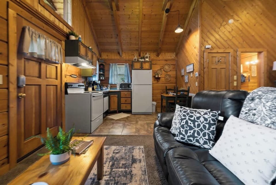 The living room and the kitchen