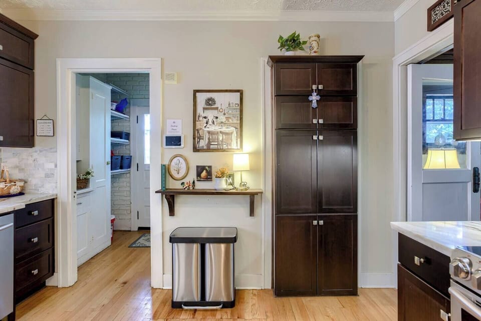 Additional cabinets for extra storage.