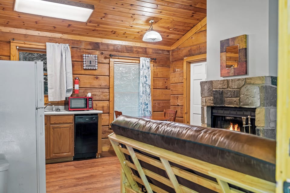 Relax, stream, and stay warm with the fireplace and smart TV