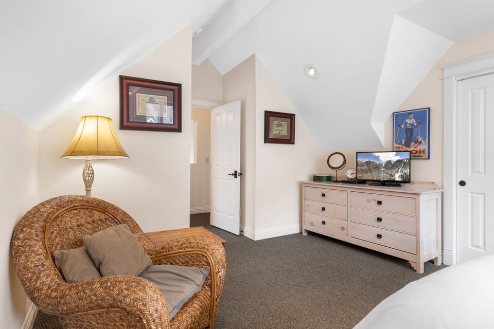 Primary bedroom is spacious and private.