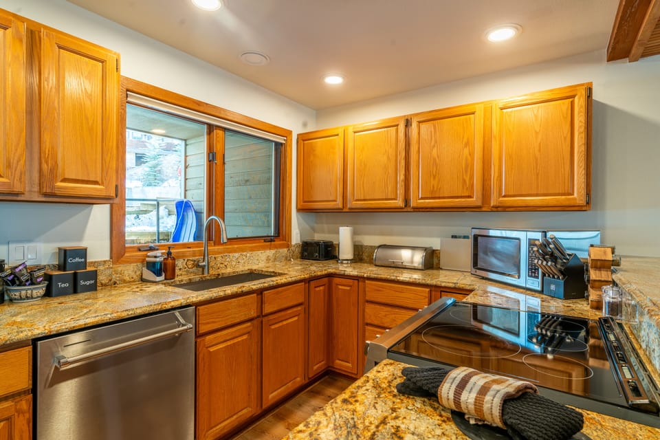 Kitchen is fully equipped.