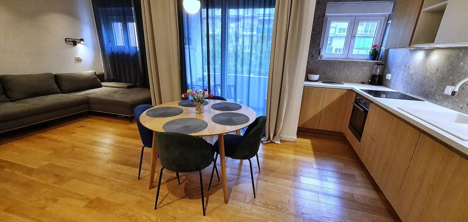 Apartment (A1) | Private kitchen | Full-size fridge, oven, stovetop, dishwasher