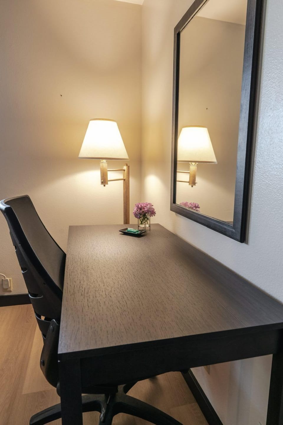 Premium bedding, Select Comfort beds, desk, laptop workspace