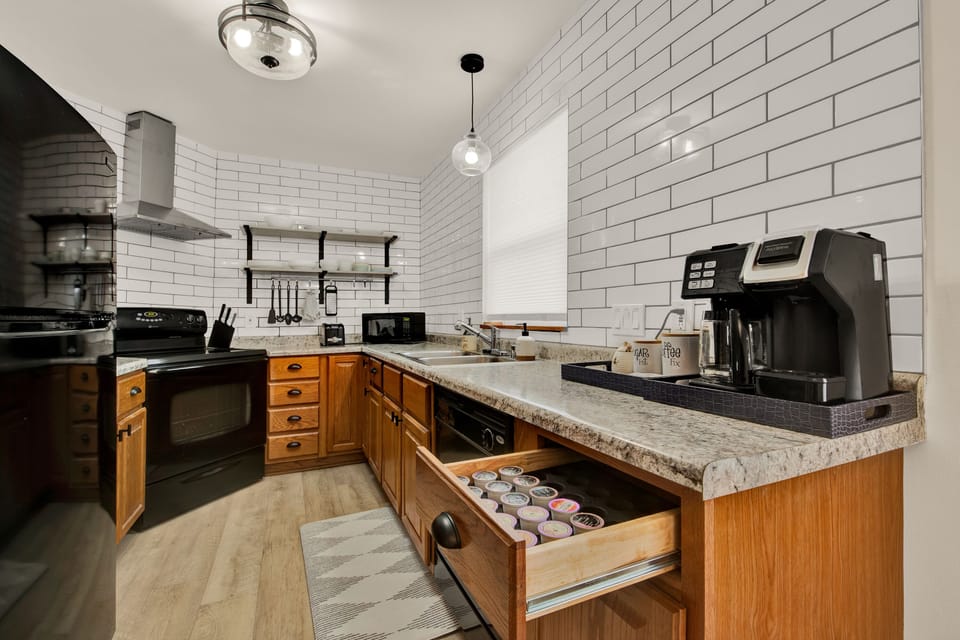 Kitchen with free coffee and snacks