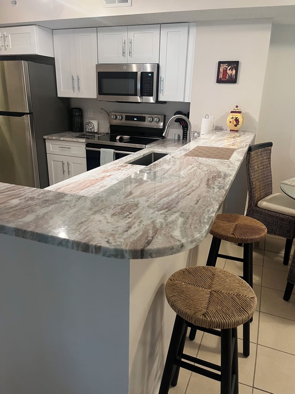 Plenty of counter space with seating