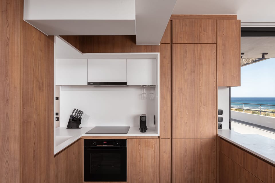 Signature Apartment, 1 Queen Bed with Sofa bed, Balcony, Sea View | Private kitchen | Full-size fridge, microwave, oven, stovetop