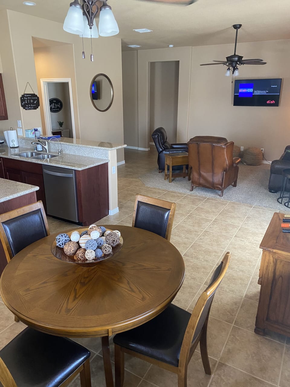 View of Kitchen and Living Room
