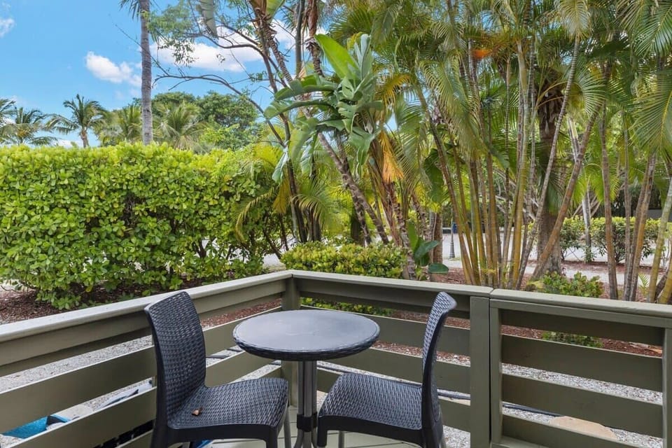 Spacious outdoor patio overlooking the grounds