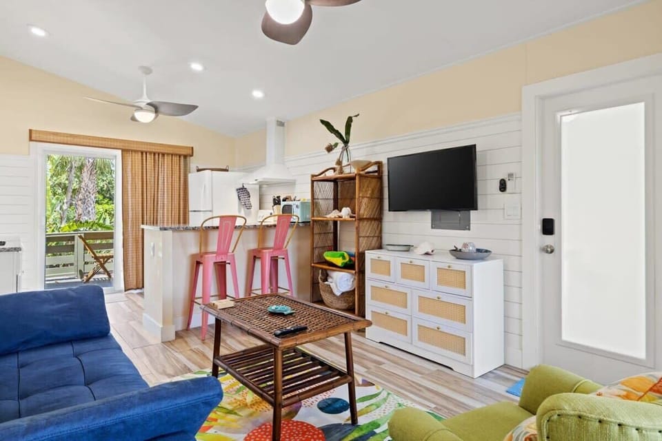 The bright and cosy space opens up to an outdoor patio perfect for soaking up the sun