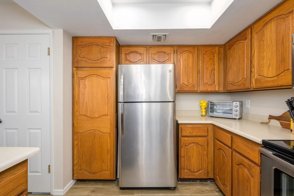 All stainless steal appliances, toaster/air fryer oven.