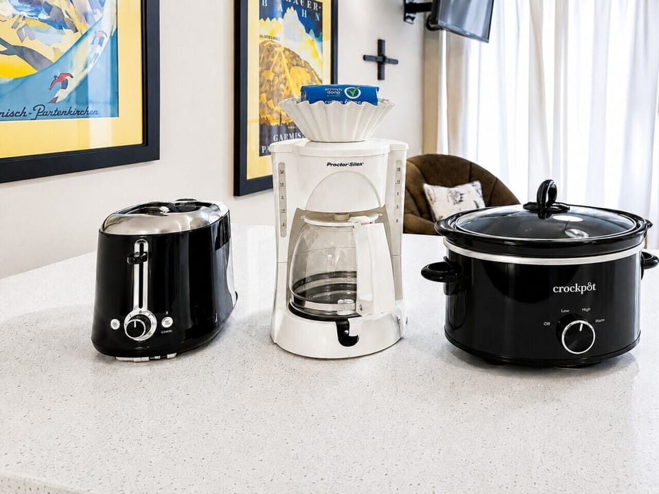 Toaster, drip coffee and crokpot