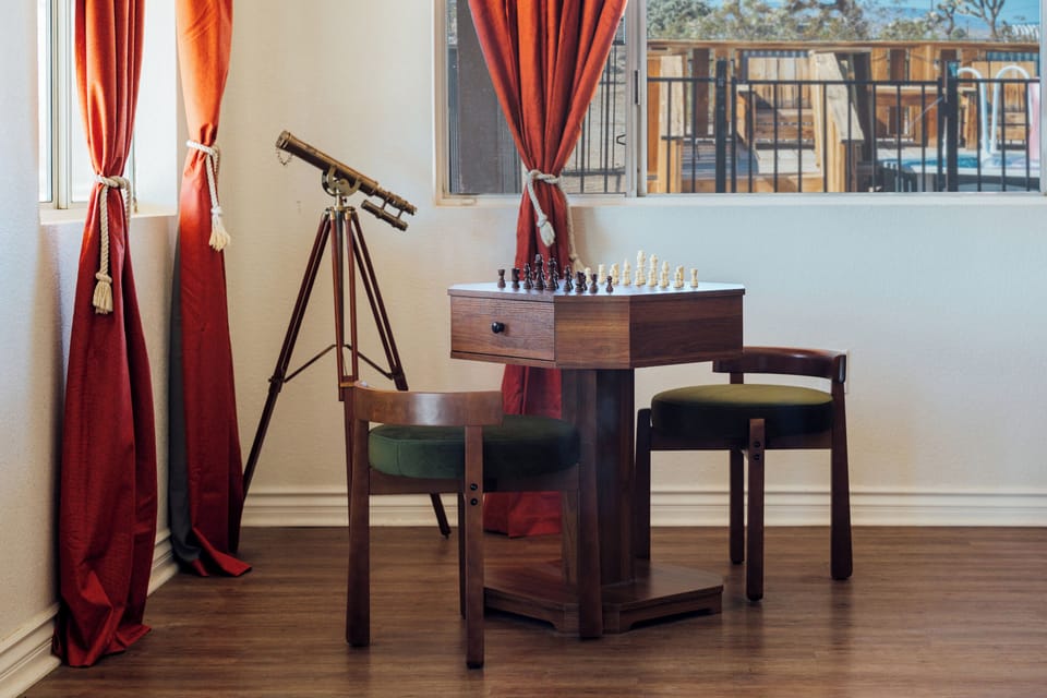 Play a game of chess and use our telescope for some awesome star gazing.