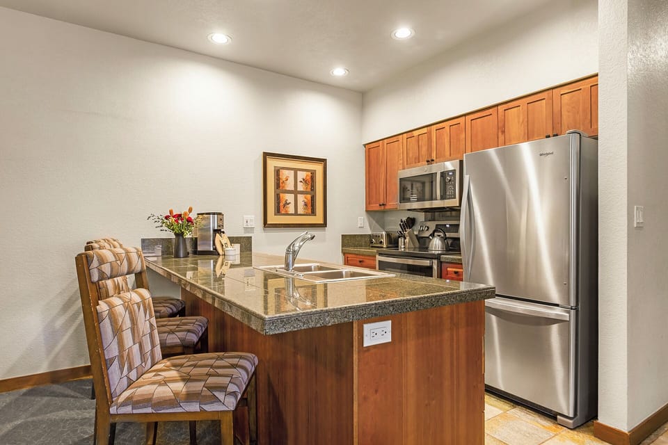 Kitchen with additional bar seating