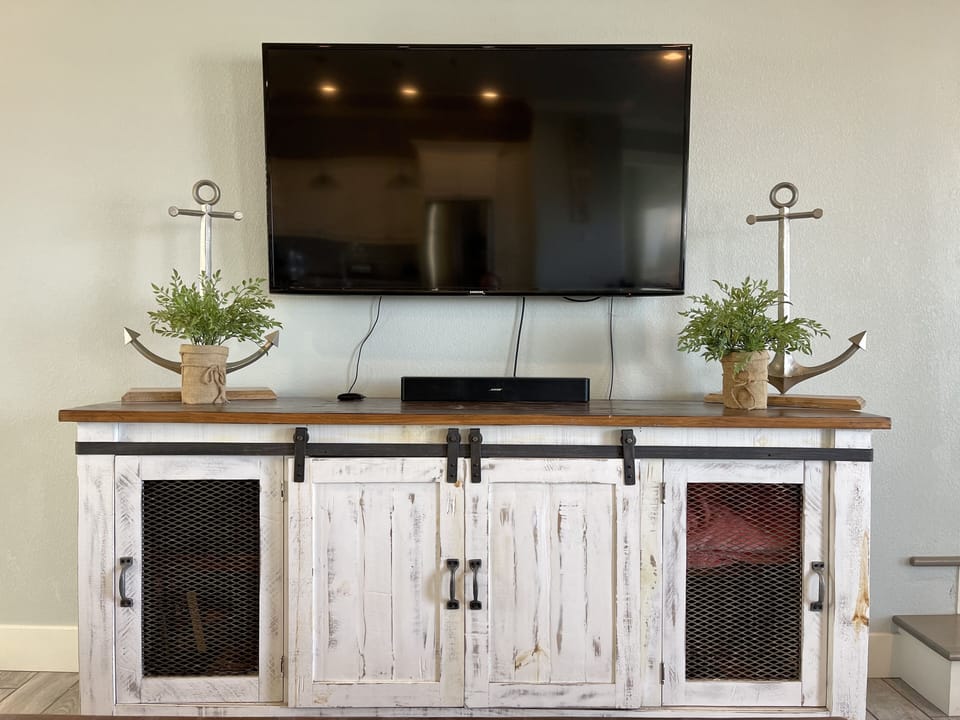Large HD TV with Roku and bluetooth speaker