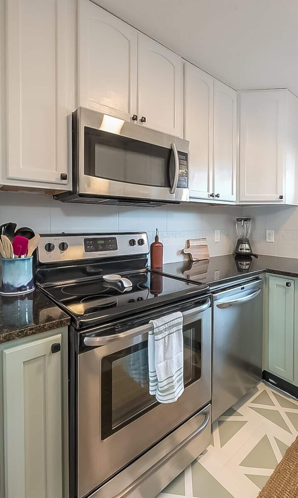 Olive oil, salt, pepper & basic spices are provided, along with most kitchen utensils you might need!