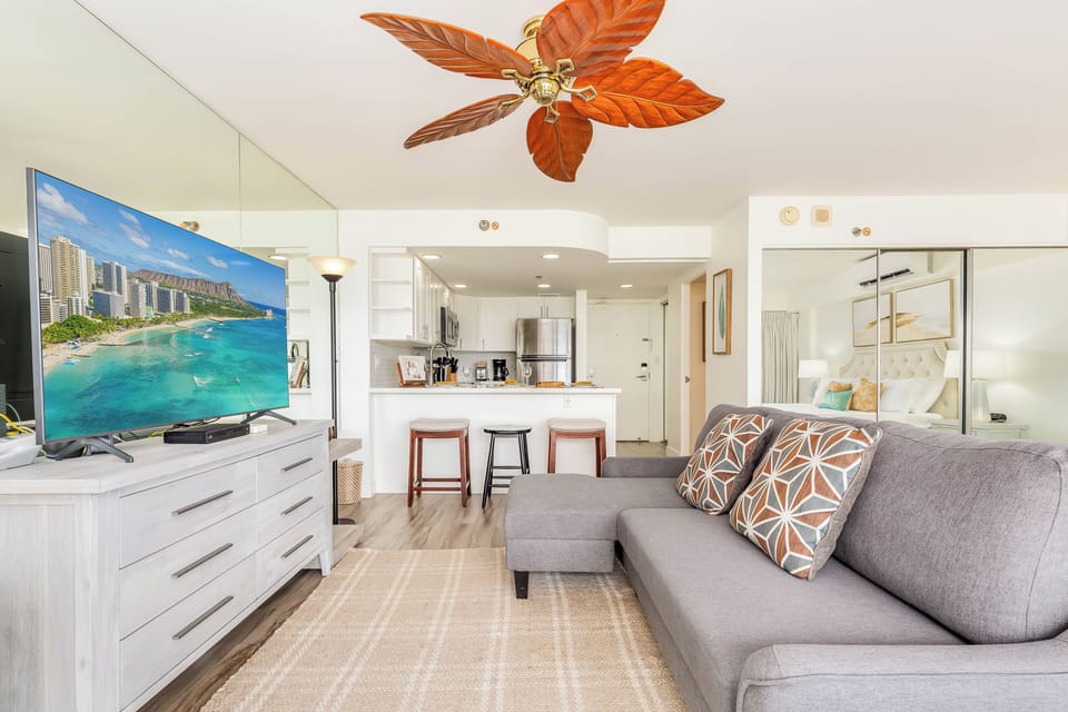 Unwind with your favorite shows on the large Smart TV
