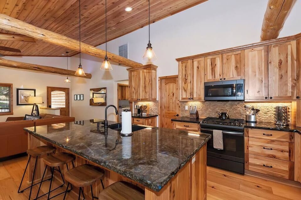 Fully equipped kitchen also offers plenty of space to serve your favorite take-out from our local restaurants
