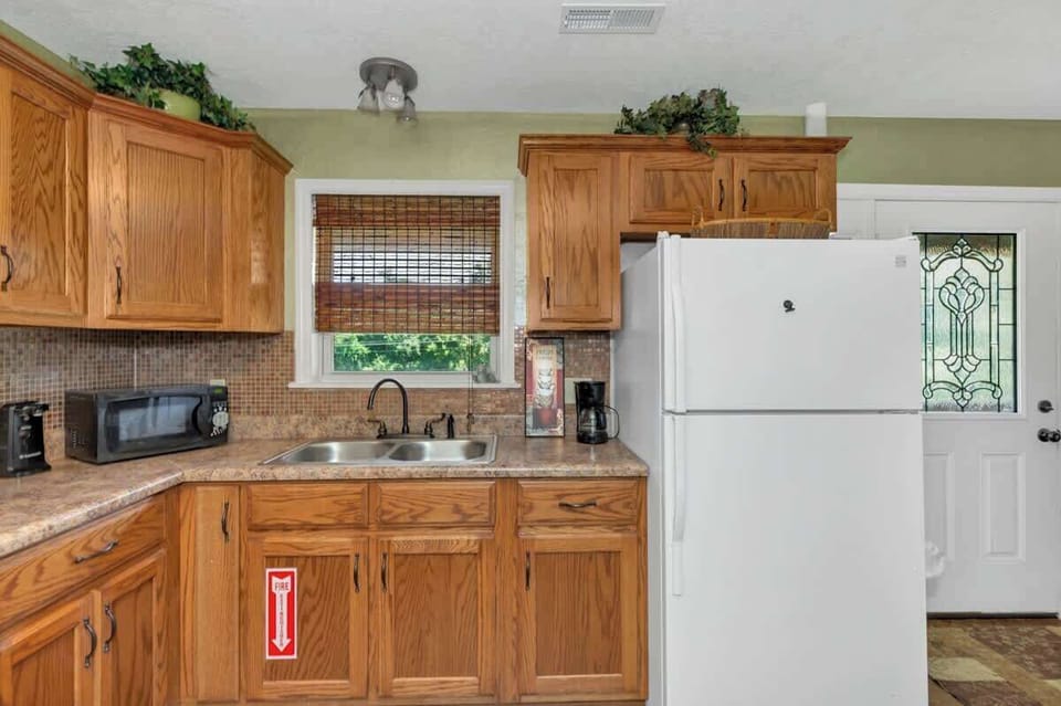 The kitchen is equipped with most anything you would need while staying at the cabin.
