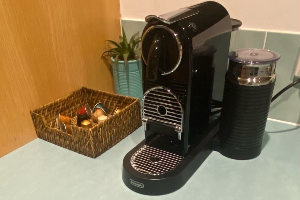 Coffee machine available for guest use and morning convenience 