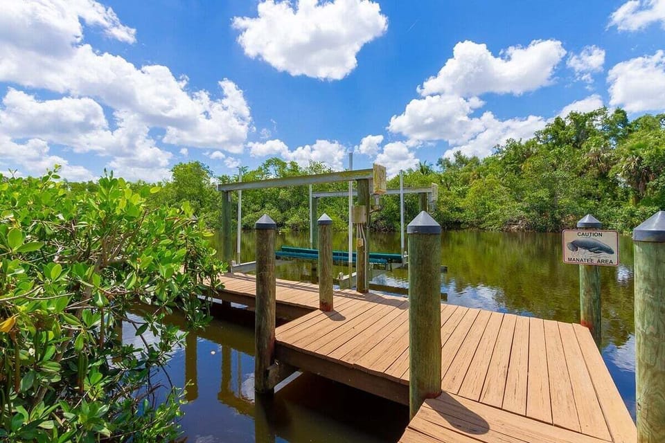 Your Private Boat dock and Lift. Watch Out for Wildlife and Manatees