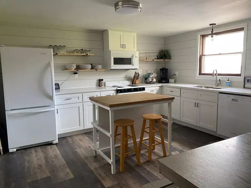Kitchen view with island.