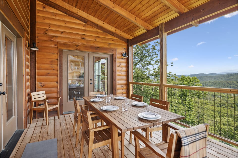 Enjoy a meal from the BBQ Grill on the Patio with amazing Smoky Mountain Views | Oakley Lodge in Sevierville, TN