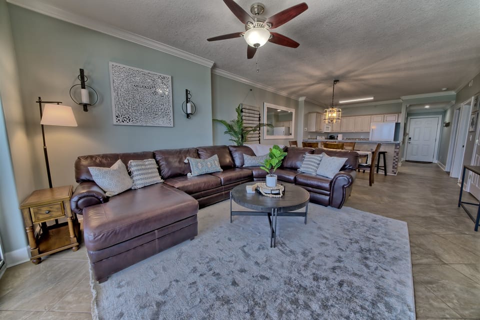 Spacious living room with all new decor