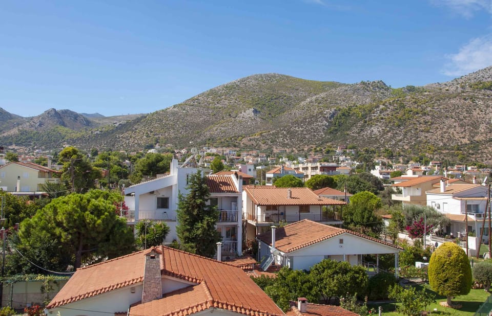 A quiet residential neighborhood at the foot of the mountains, 300m to beach