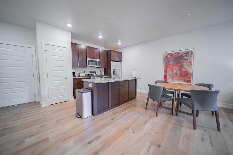 Modern kitchen with cherry cabinets