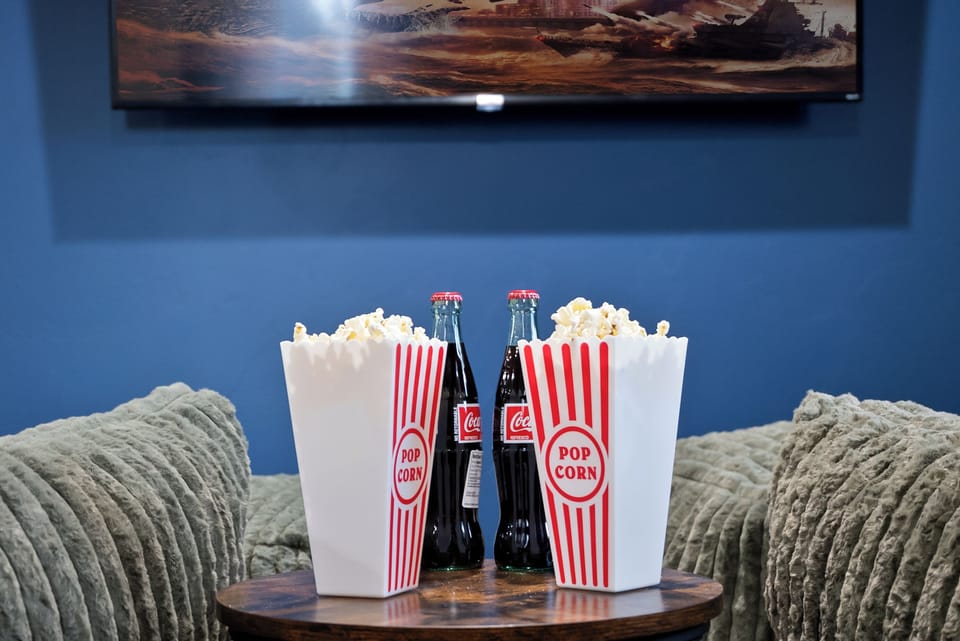 Movie night ready with popcorn for our guests. 