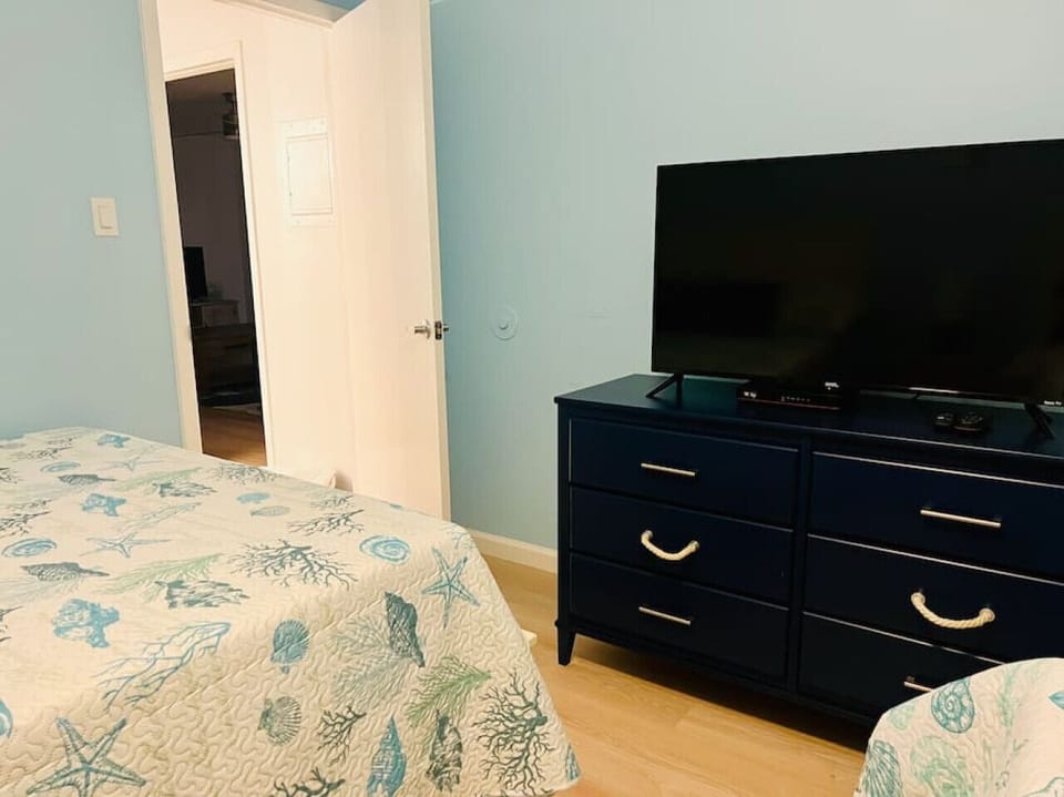 There`s also a large dresser and Roku 42` tv in the room with premium cable