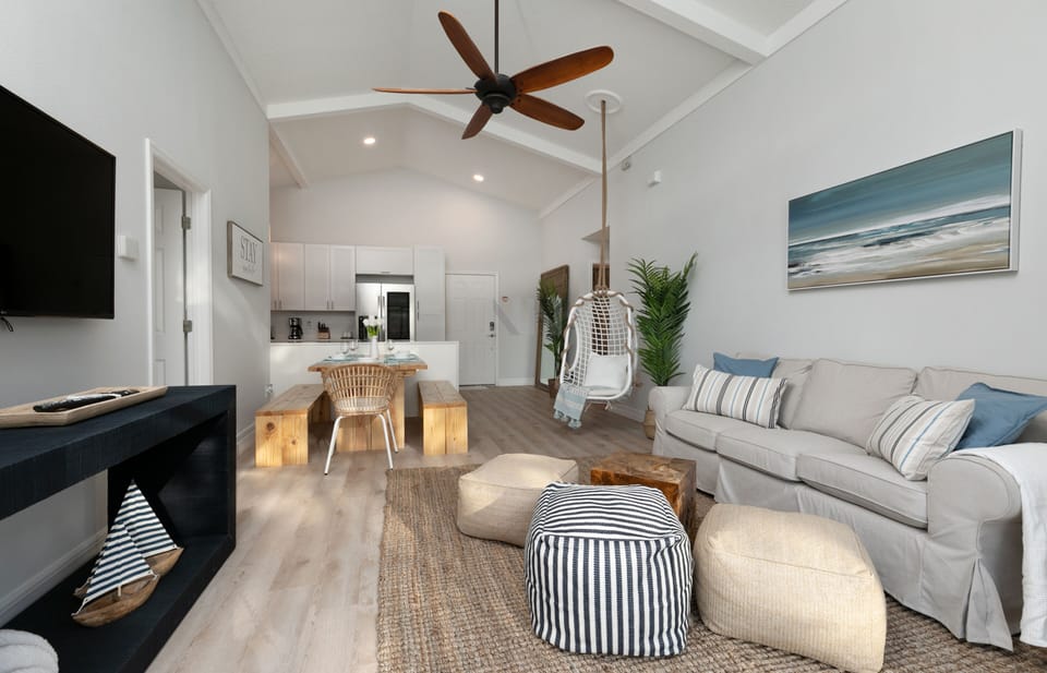 Unwind in the stylish living room with a smart TV