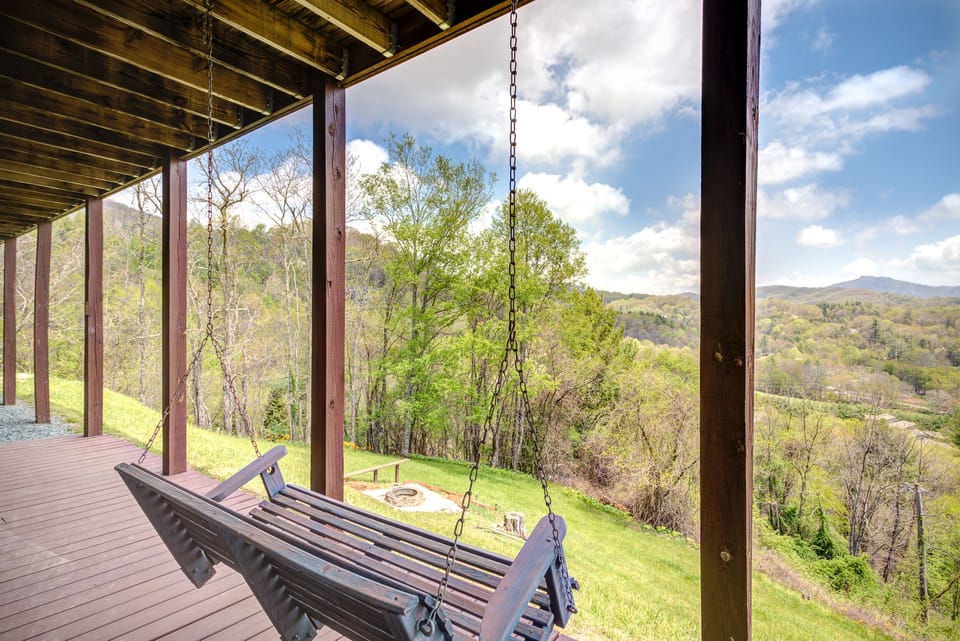 Downstairs Porch View of Grandfather Mountain, Sugar Mountain & Beech Mountain