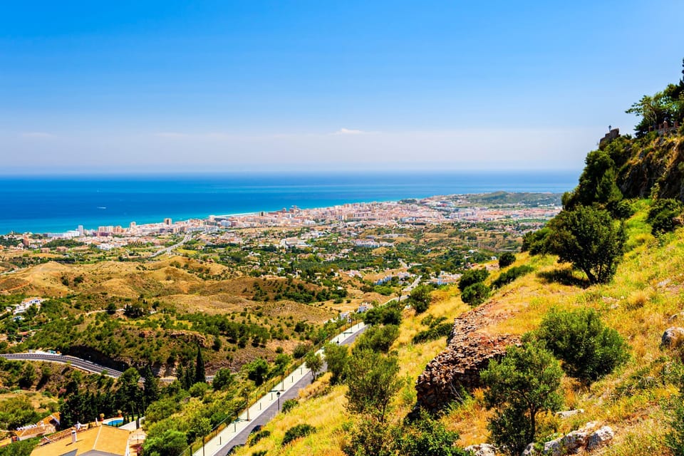 Panoramic view of the white washed town of Mijas on the Costa del Sol