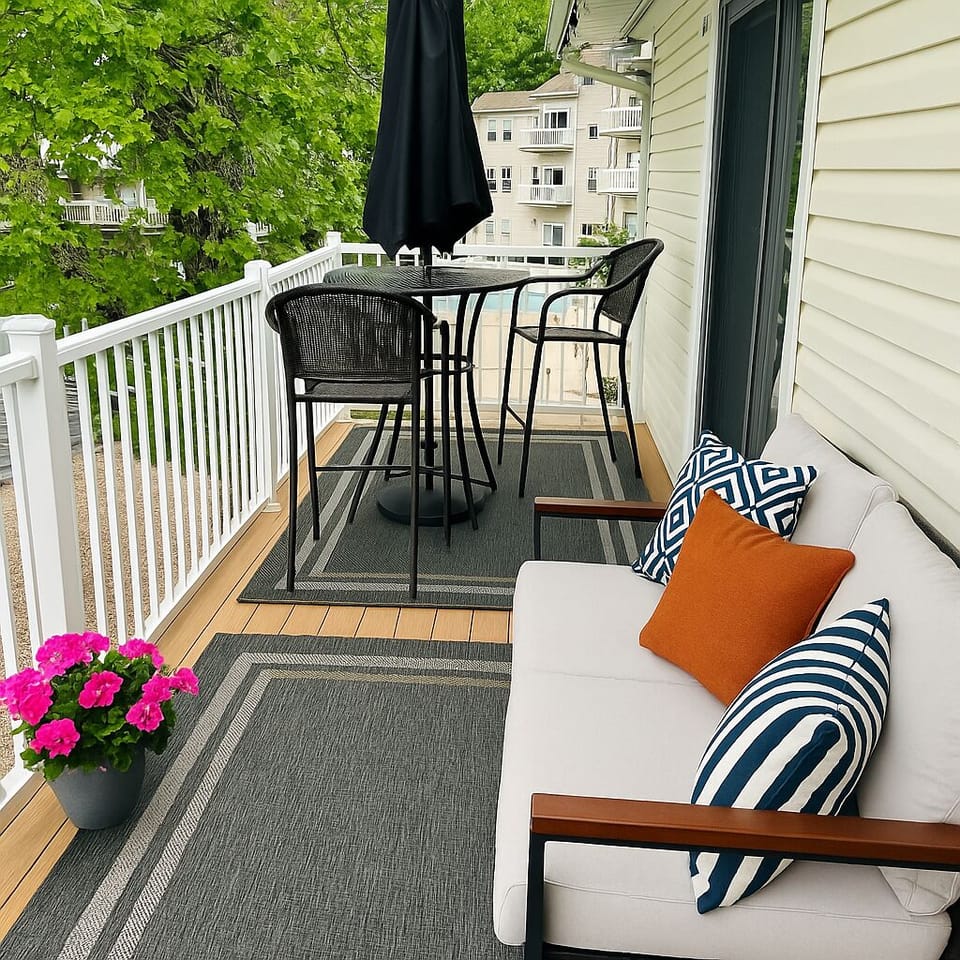 New deck with lake and pool view