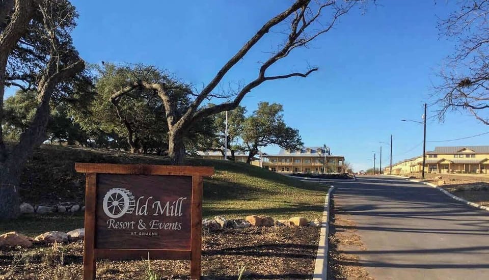 Driveway leading into resort