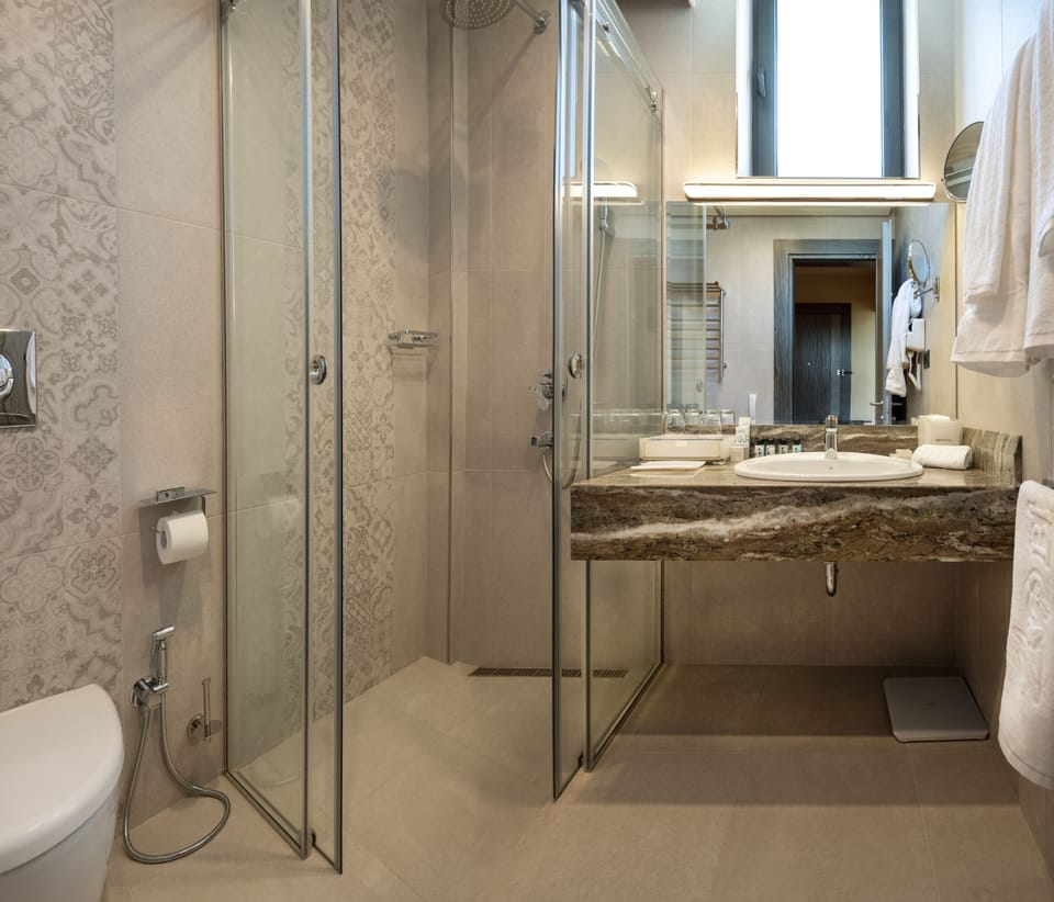 Comfort Double Room | Bathroom | Shower, free toiletries, hair dryer, slippers