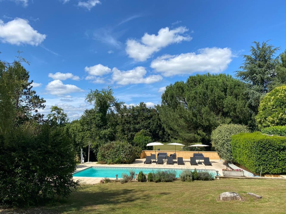 View of pool from gites