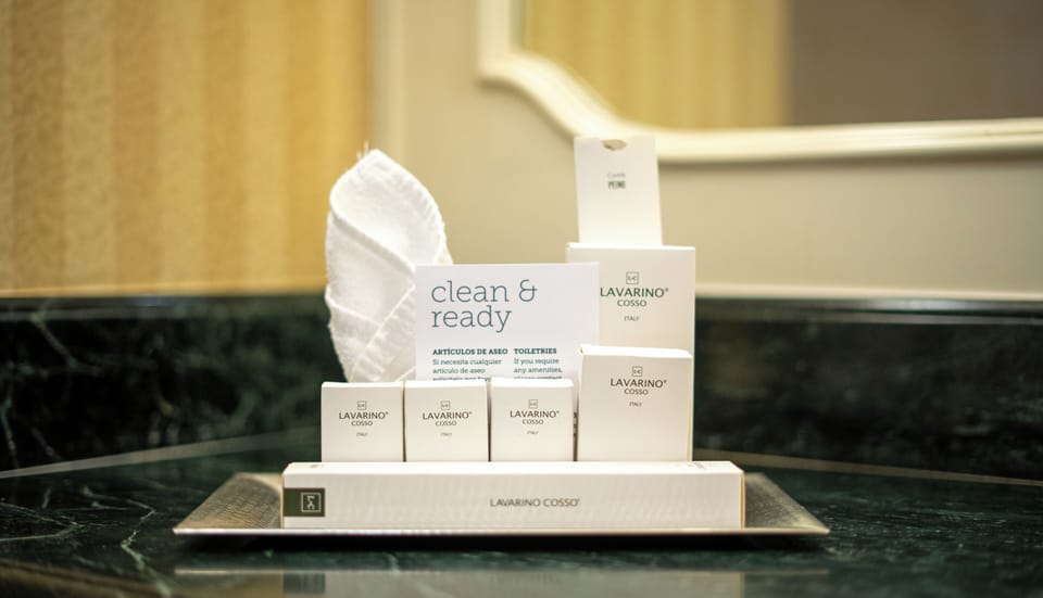 Combined shower/tub, eco-friendly toiletries, hair dryer, bathrobes