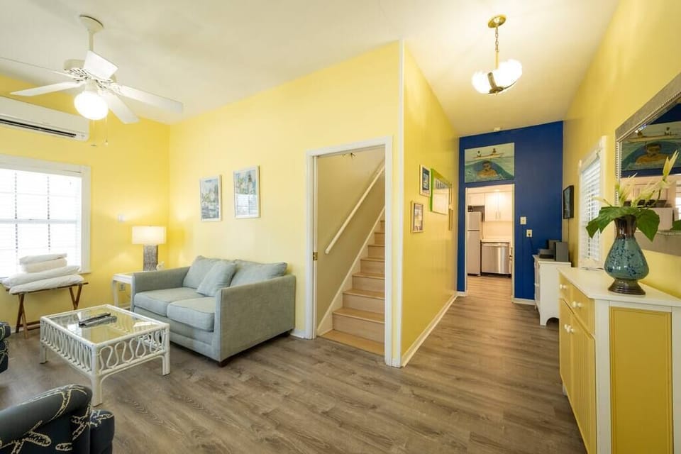 This living space is perfect for sleeping 2 guests, hanging out, and watching tv. 