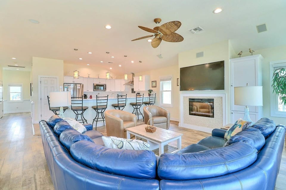 Relax in the Top-Level Living Area with a Flat Screen TV and fireplace!
