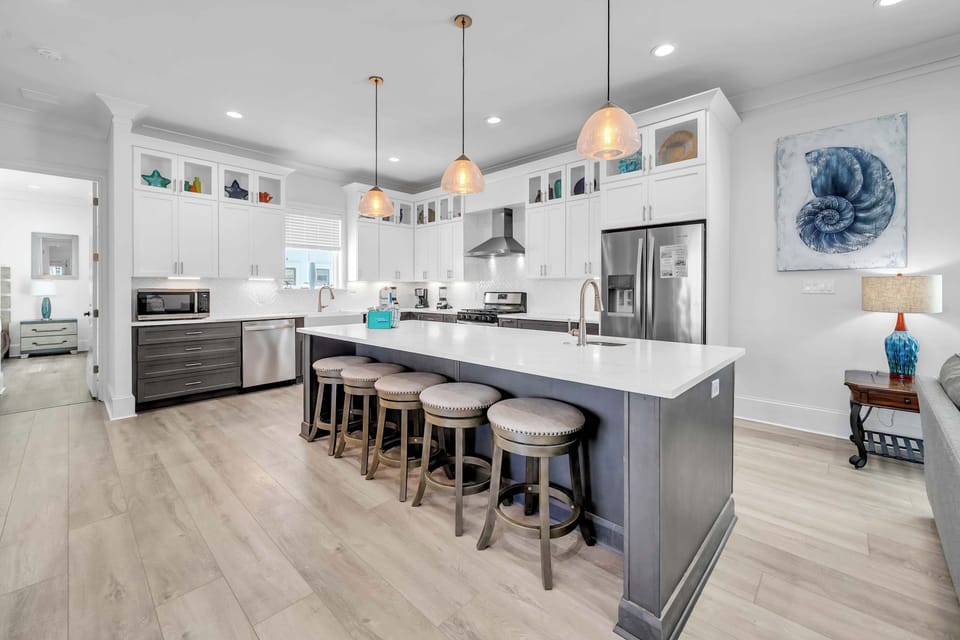 This Huge Kitchen Island Is Perfect For Gathering the Whole Family.