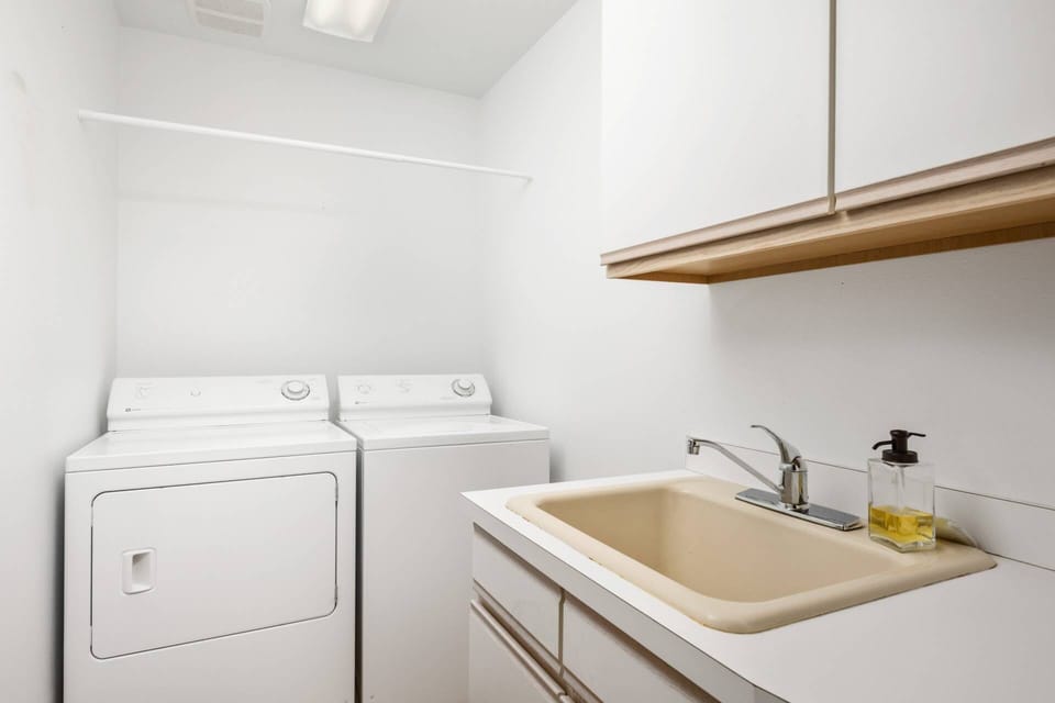 This rental has an up to date washing machine and dryer for guest use.