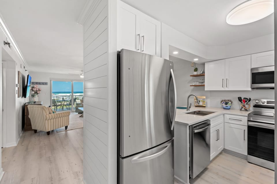 Up and Down New Stainless Refrigerator with ice maker, all new appliances. 